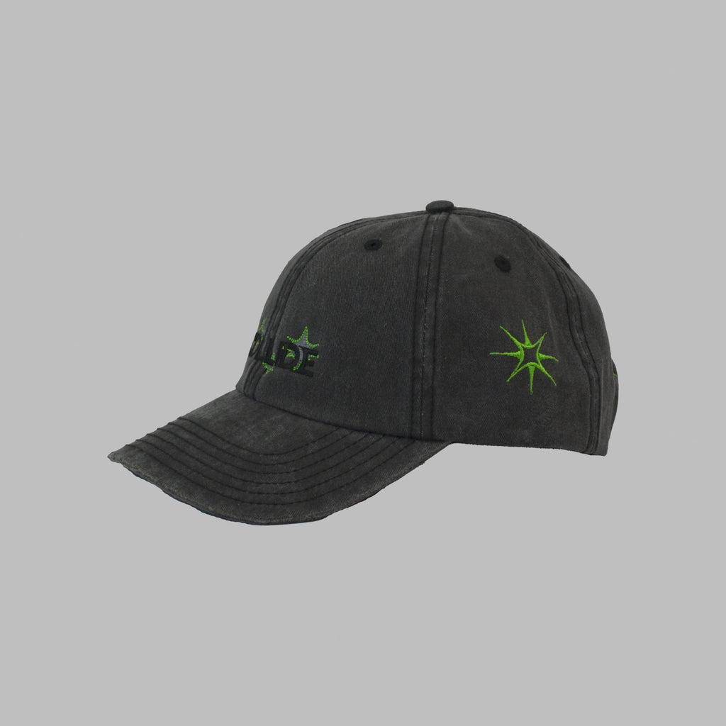 WASHED BLACK HAT NEON GREEN