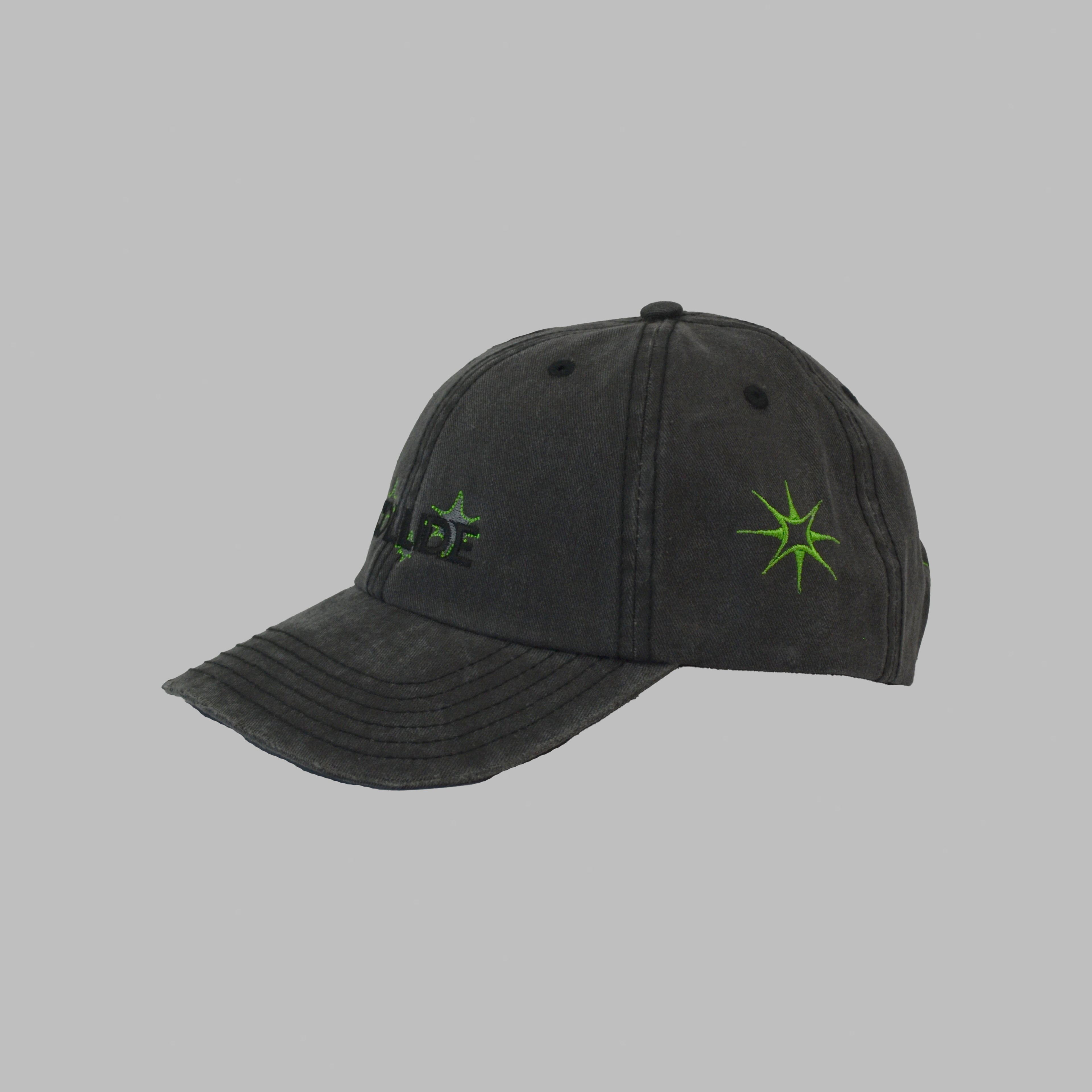 WASHED BLACK HAT NEON GREEN