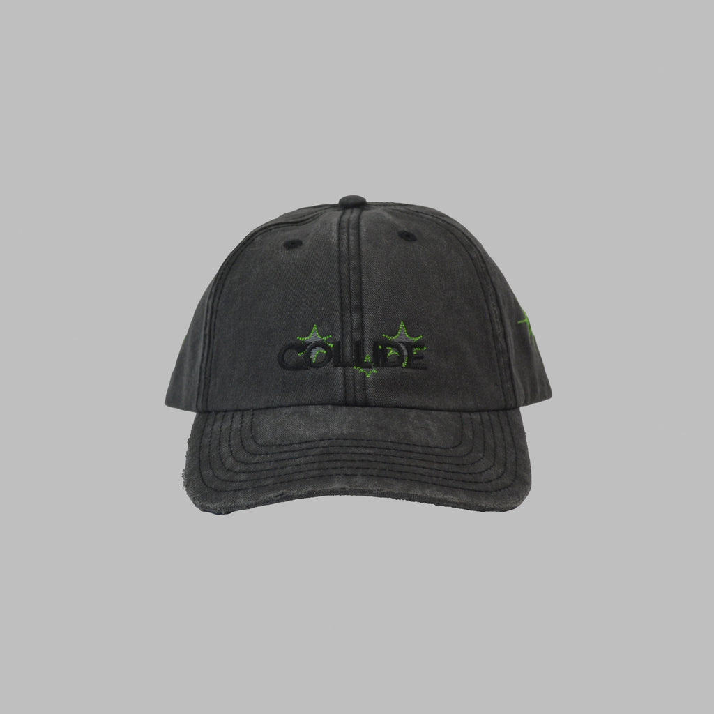 WASHED BLACK HAT NEON GREEN