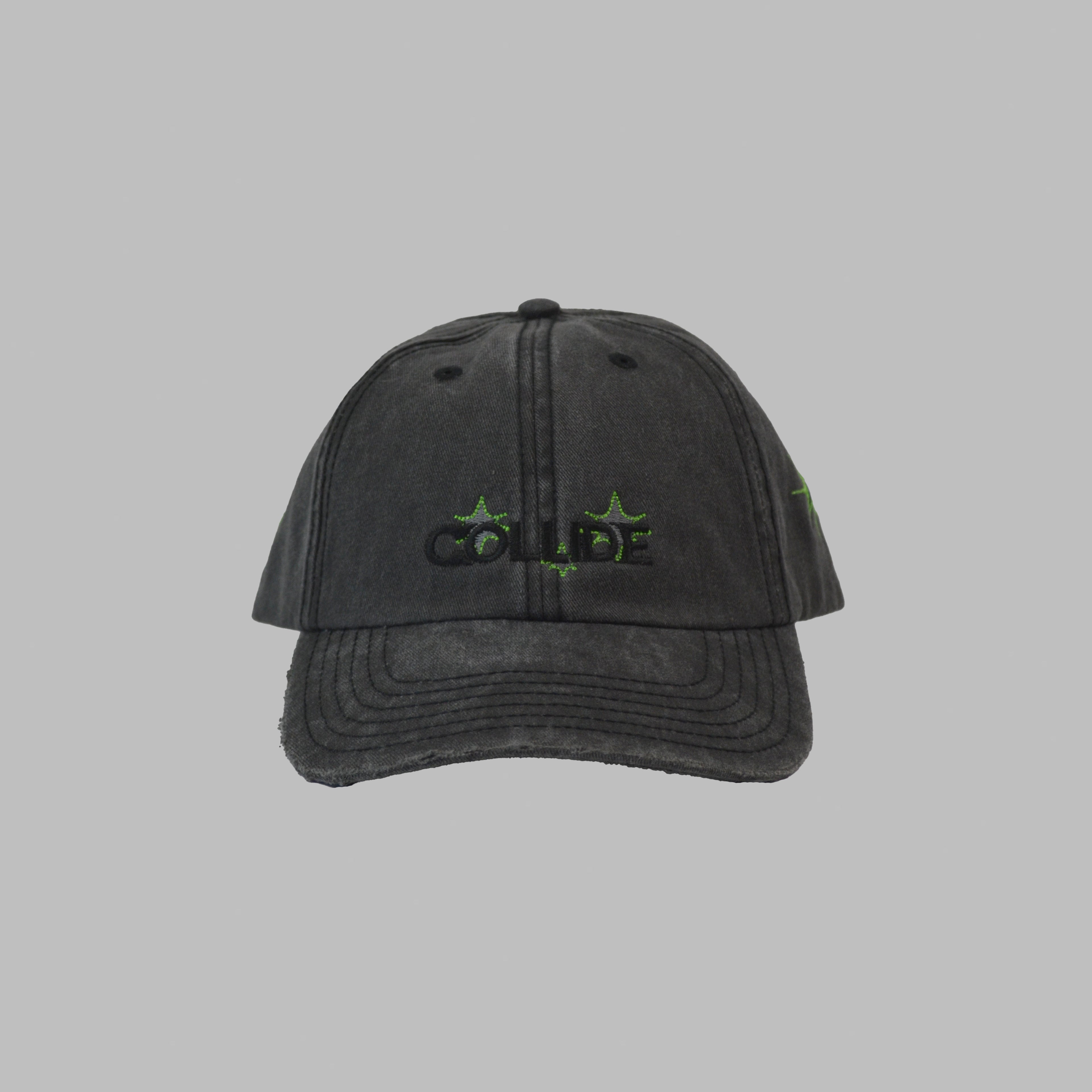 WASHED BLACK HAT NEON GREEN