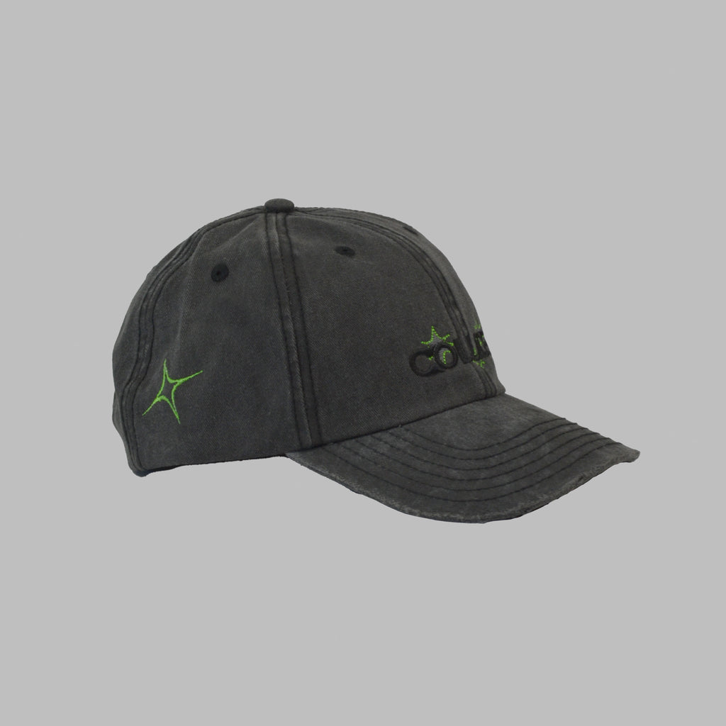 WASHED BLACK HAT NEON GREEN