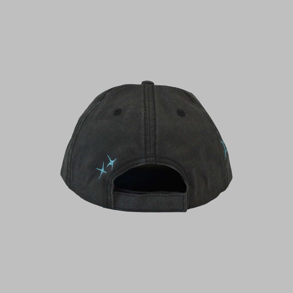 WASHED BLACK HAT NEON BLUE