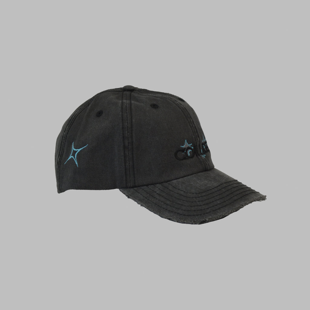WASHED BLACK HAT NEON BLUE