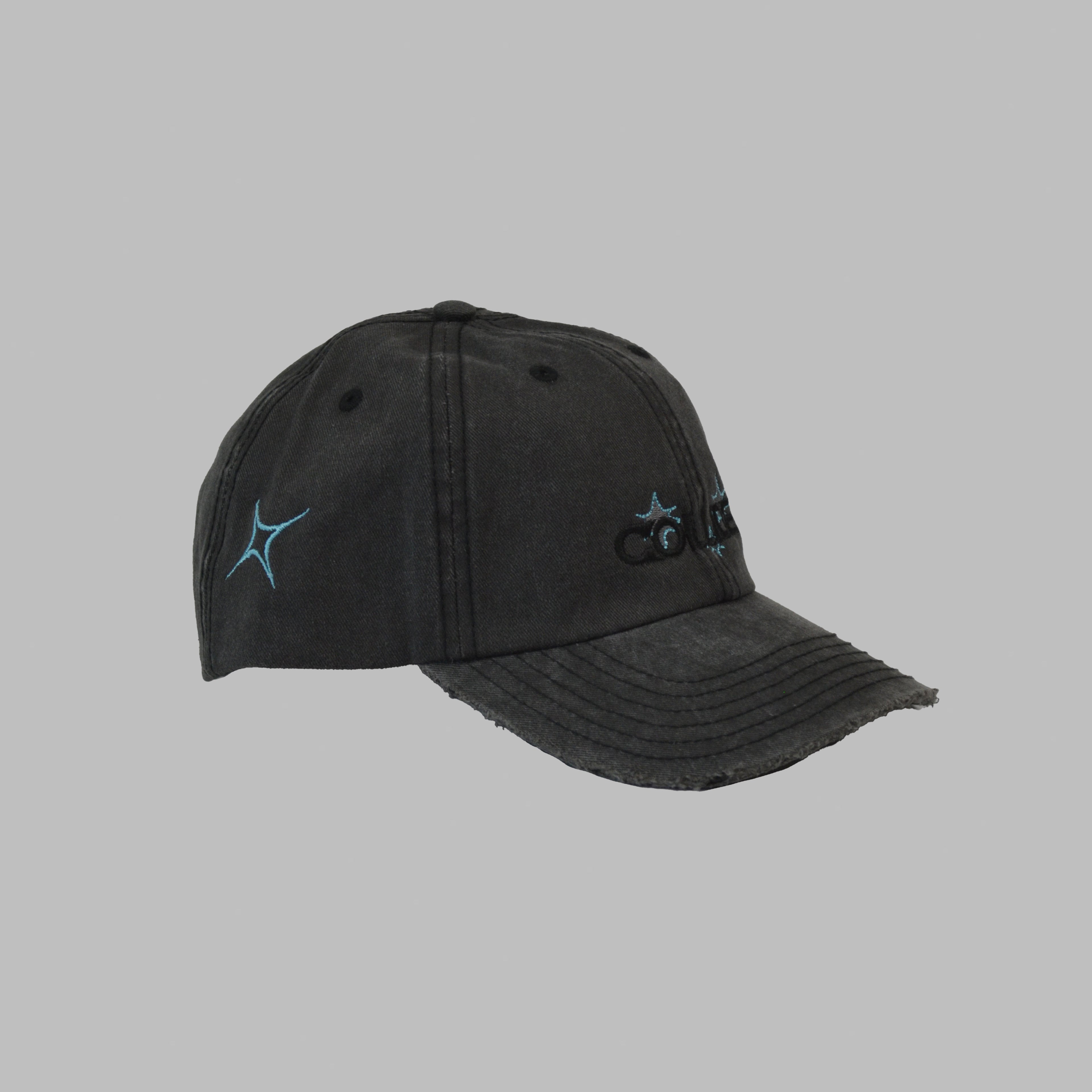 WASHED BLACK HAT NEON BLUE