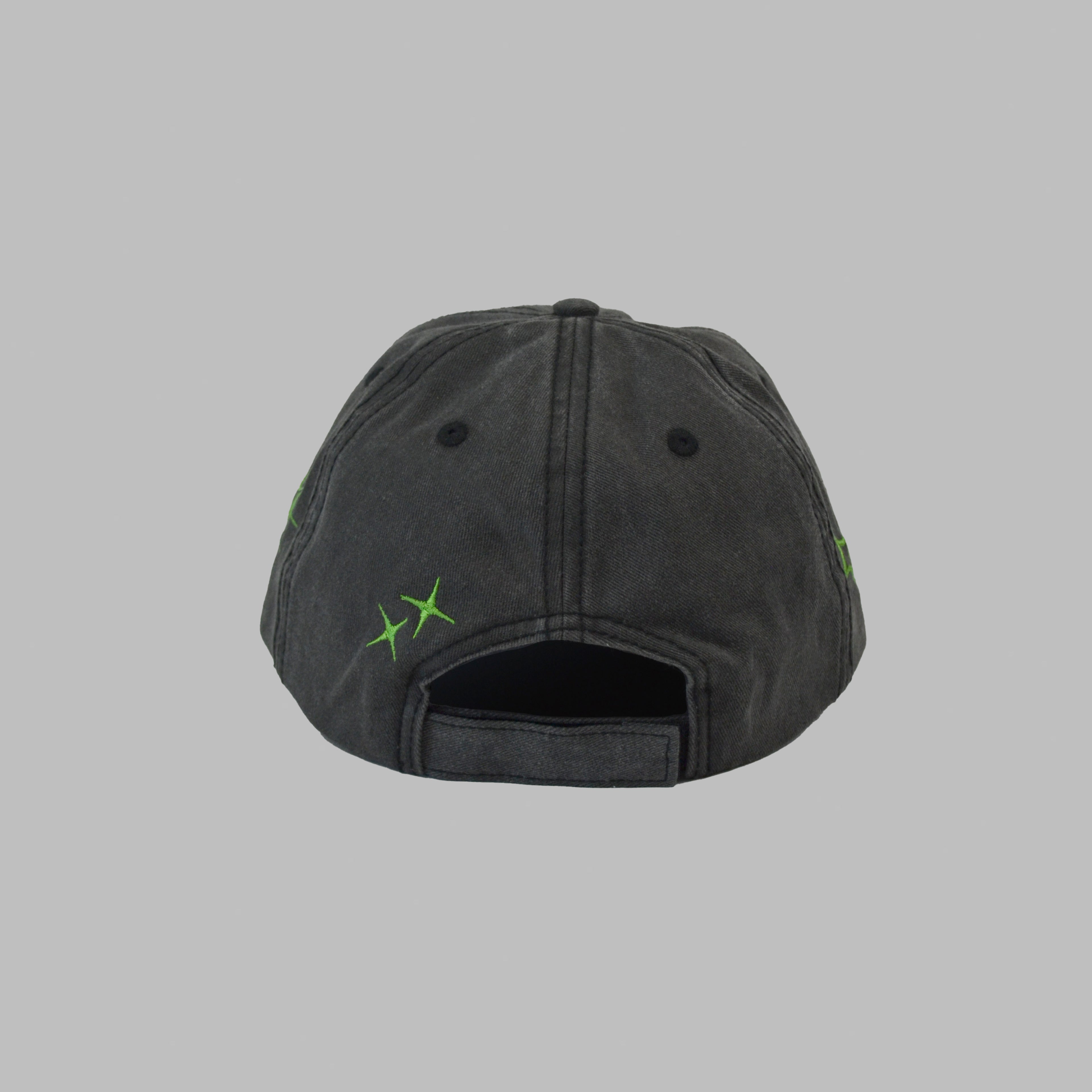 WASHED BLACK HAT NEON GREEN